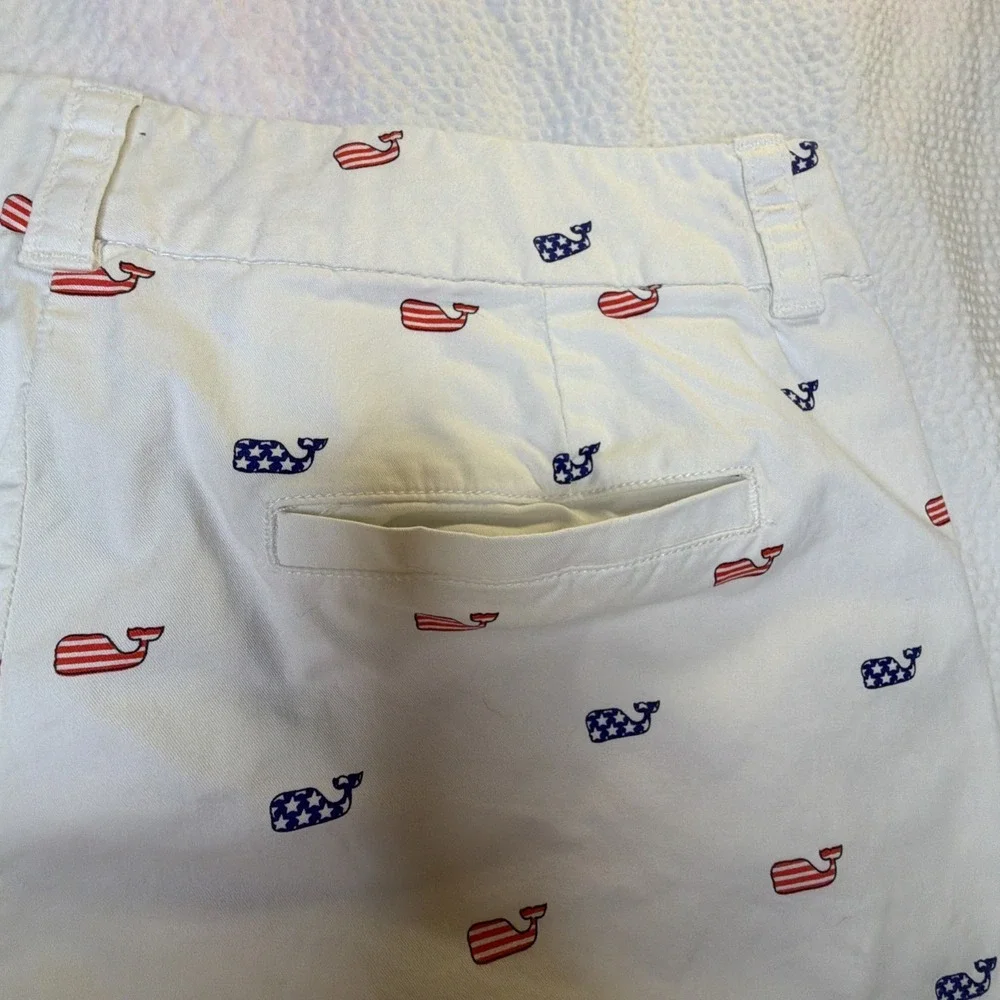 Vineyard Vines Patriotic Whale Shorts Size 6 White Red White Blue Americana - Picture 6 of 6